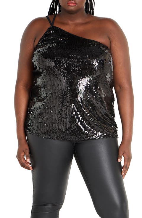 Lottie Sequin One-Shoulder Top (Plus)