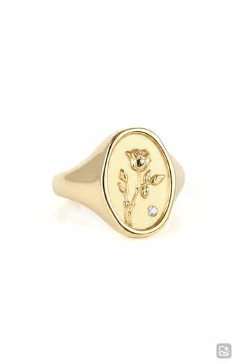 Birth Flower Signet Ring