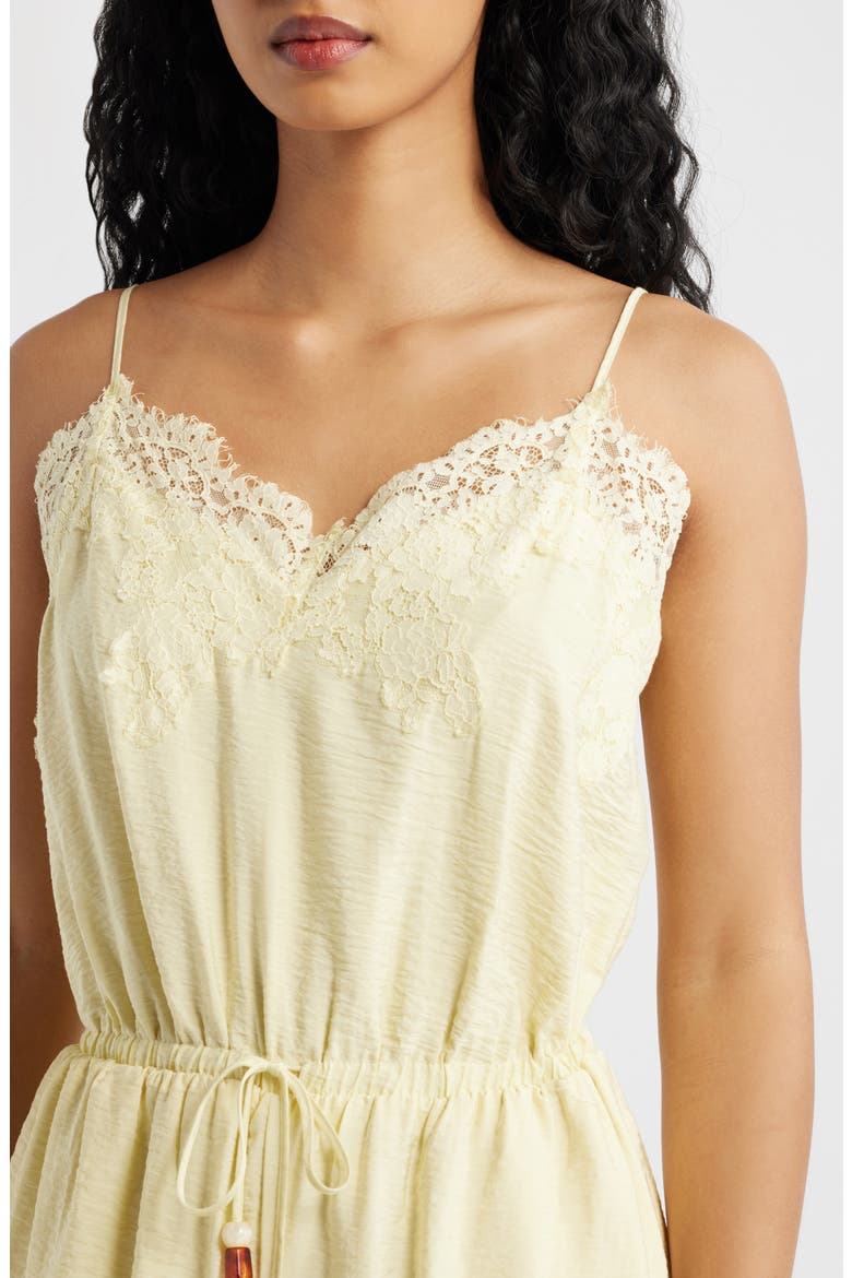 Wide Leg Lace & Satin Jumpsuit, Alternate, color, PASTEL YELLOW