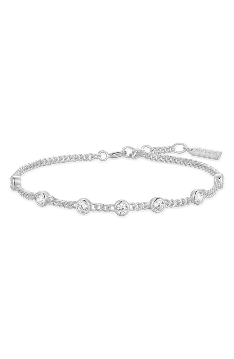 ANIA HAIE Bezel Cubic Zirconia Station Chain Bracelet, Main, color,