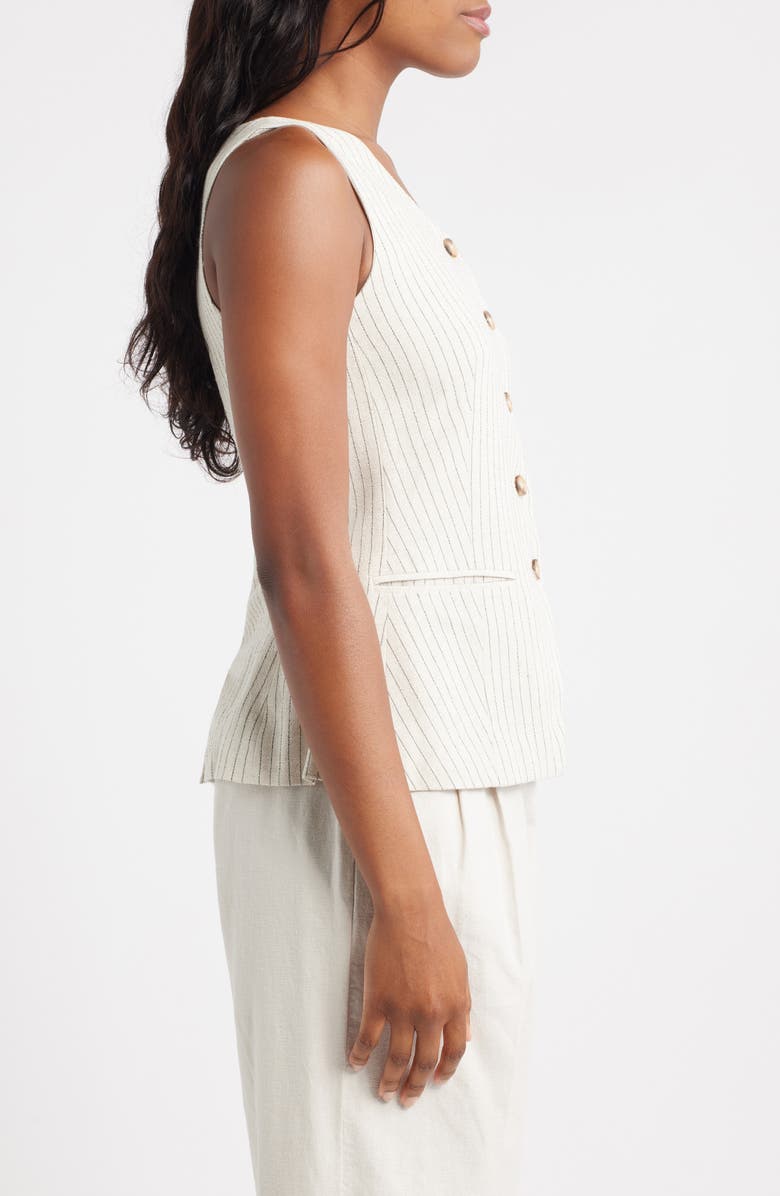 Topshop Stripe One-Shoulder Vest, Alternate, color, Cream