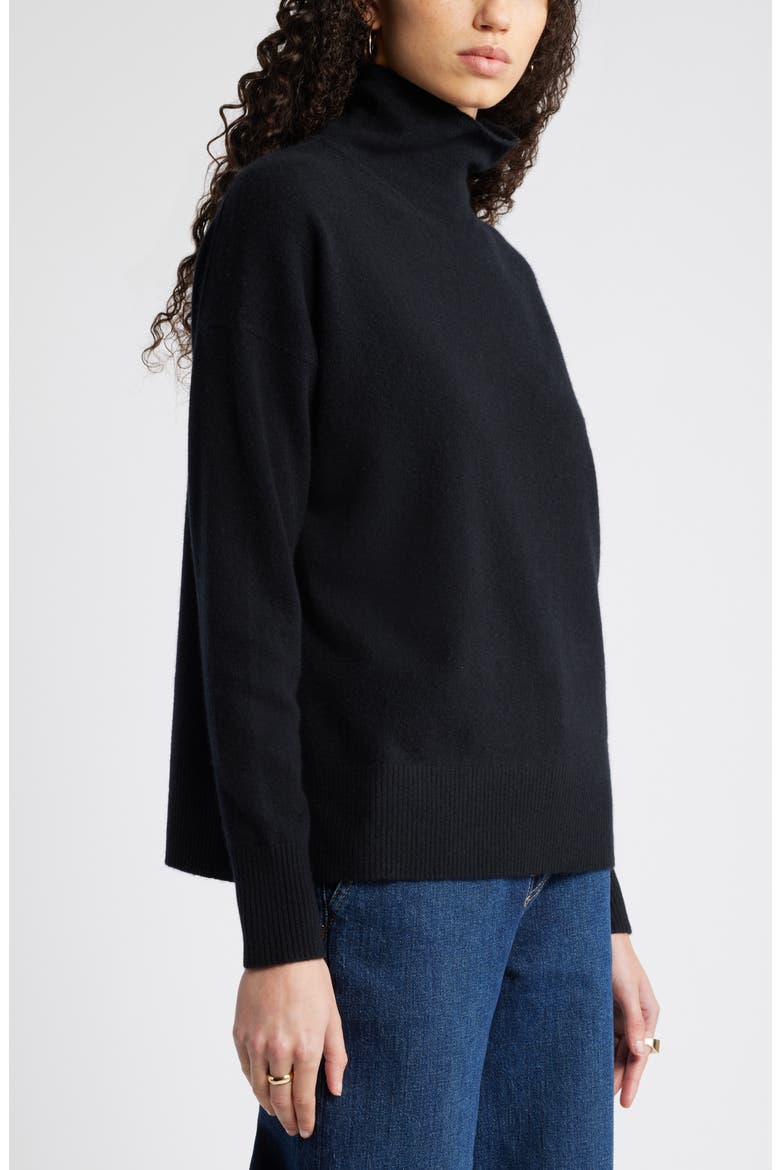 Oversize Cashmere Turtleneck Sweater, Alternate, color, BLACK ROCK