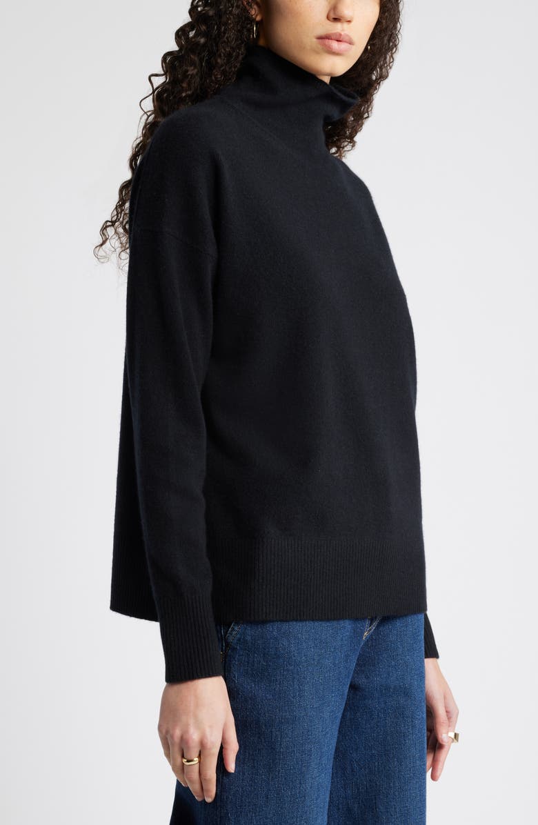 Nordstrom Oversize Cashmere Turtleneck Sweater, Alternate, color, Black Rock