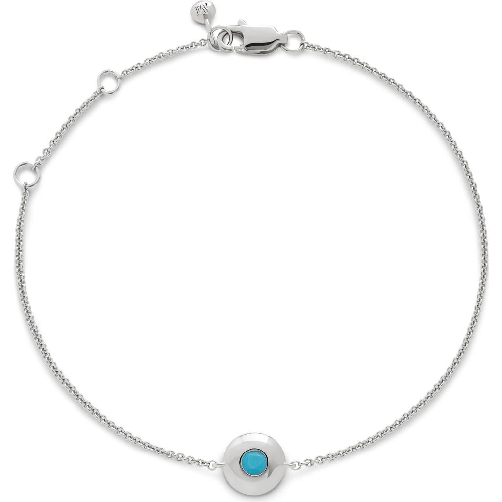 Monica Vinader Sterling Silver December Birthstone Chain Bracelet Turquoise