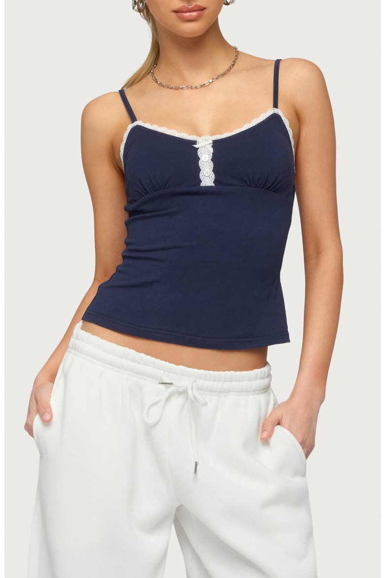 Olezka Lace Trim Camisole, Main, color, NAVY