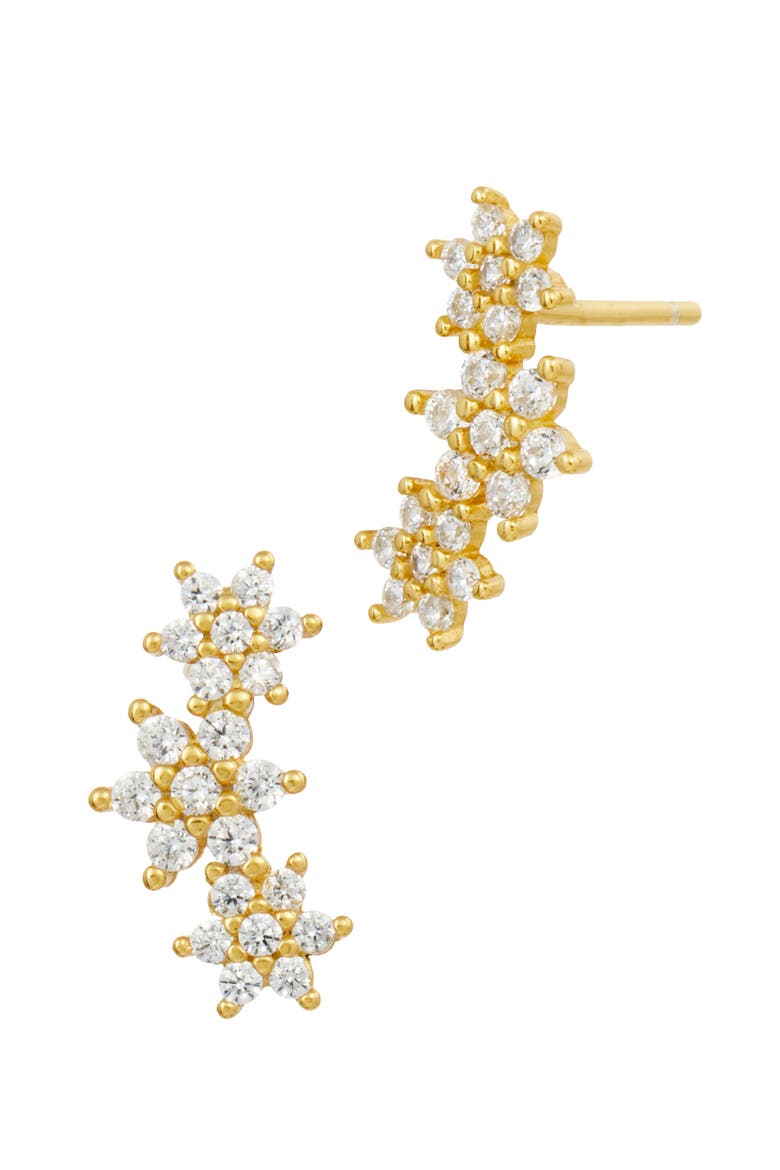 CZ Star Climber Earrings, Main, color, GOLD