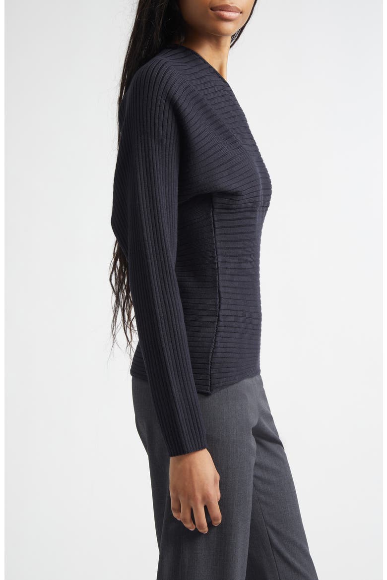 Polenta Extrafine Merino Wool Rib Sweater, Alternate, color, DARK GREY