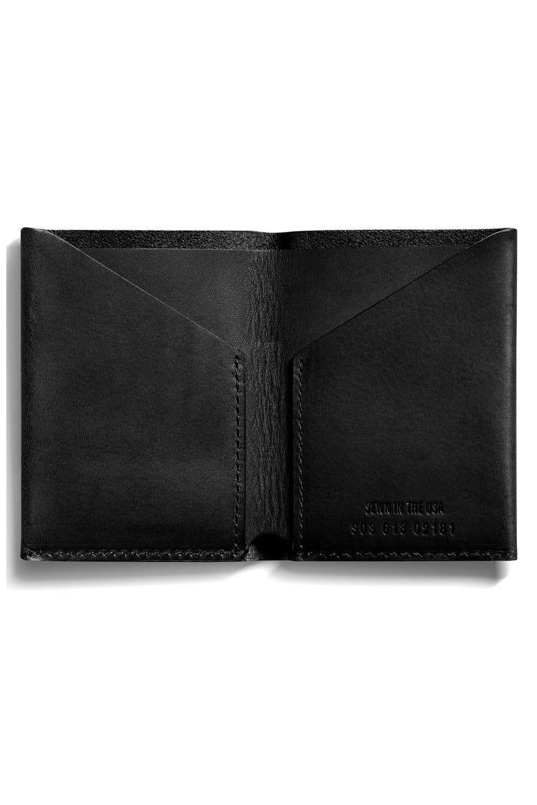 Utility Folded Leather Card Holder, Alternate, color, BLACK