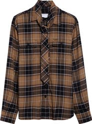 Sacai Plaid Flannel Necktie Button-Up Shirt