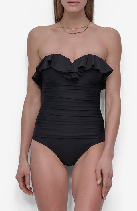 Ruffled Bandeau One-Piece Swimsuit