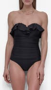 DKNY Ruffled Bandeau One-Piece Swimsuit