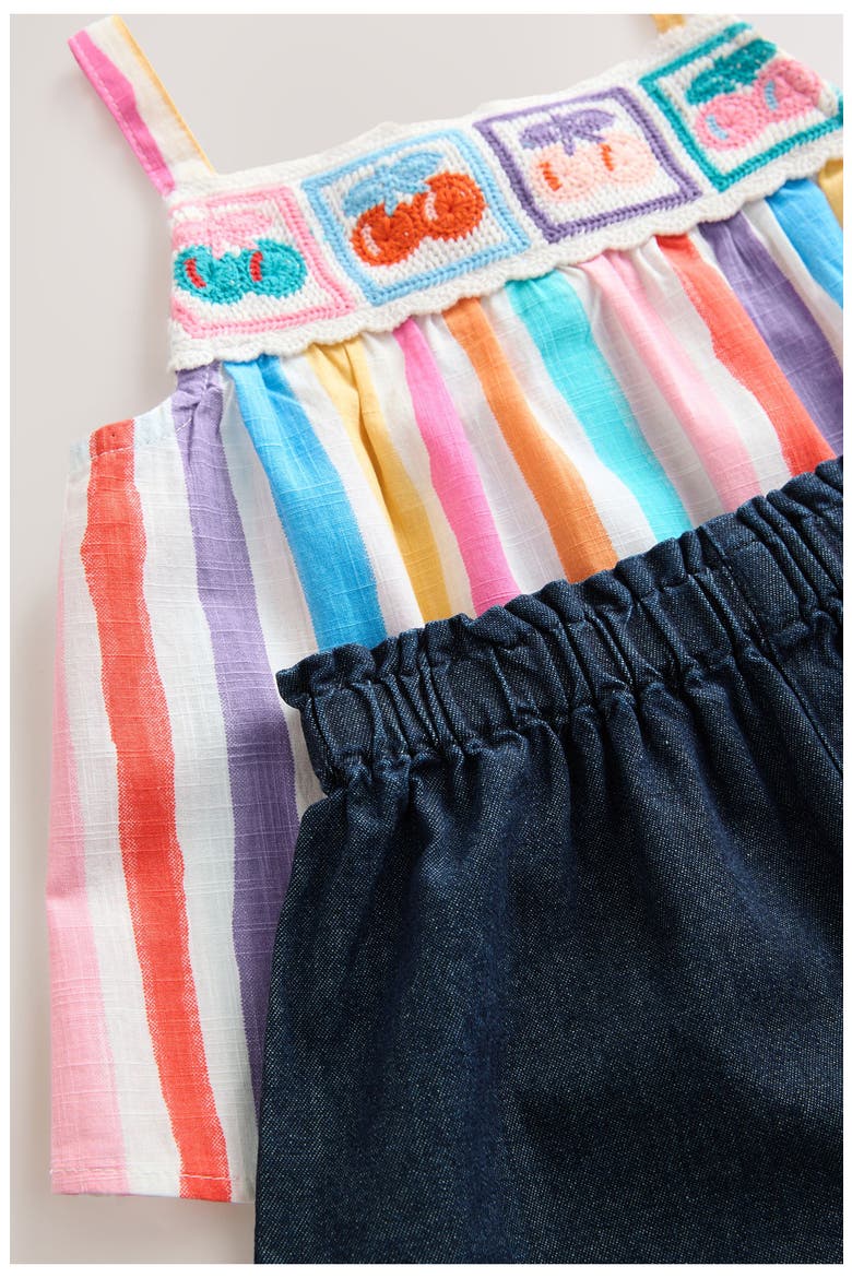 Kids' Stripe Tank & Denim Shorts Set, Alternate, color, RED