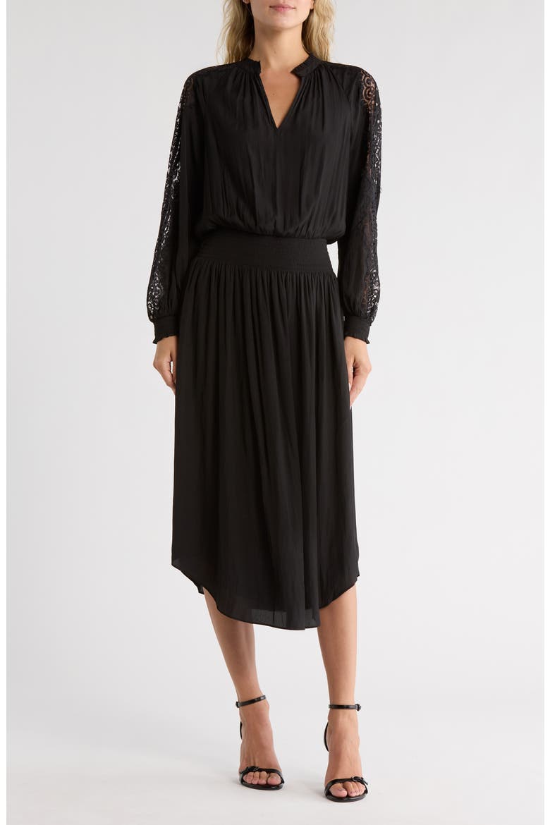 Misty Long Sleeve Maxi Dress, Main, color, BLACK