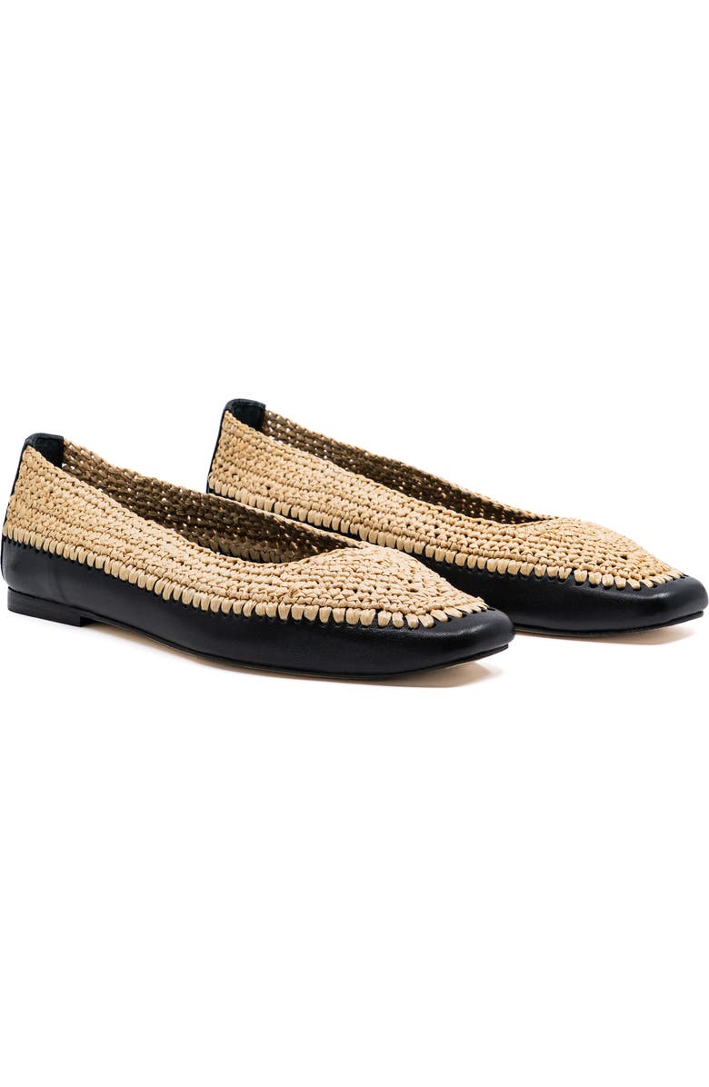 Andrea Gomez Dakota Raffia Leather Flat, Alternate, color, Black