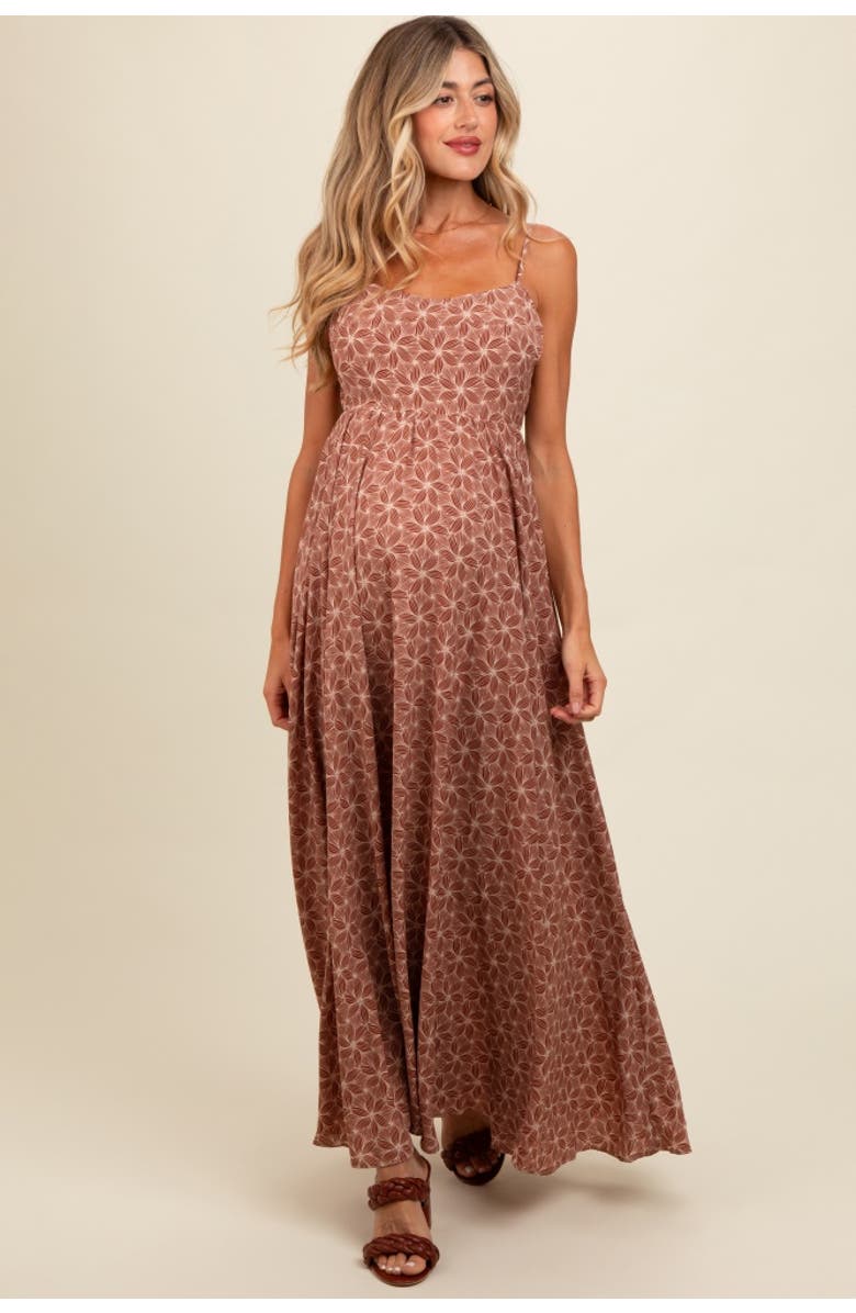 PinkBlush Floral Cutout Tie Back Maxi Dress, Main, color, Rust