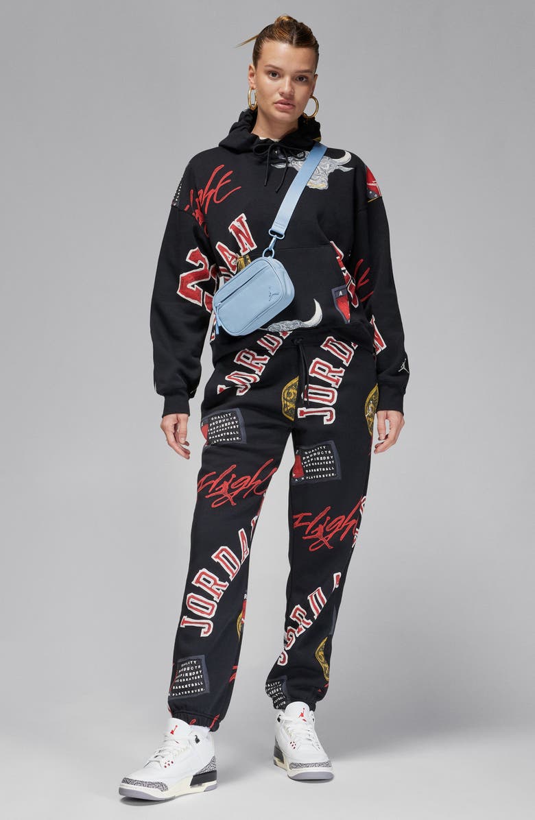 Jordan Brooklyn Print Fleece Hoodie, Alternate, color, 