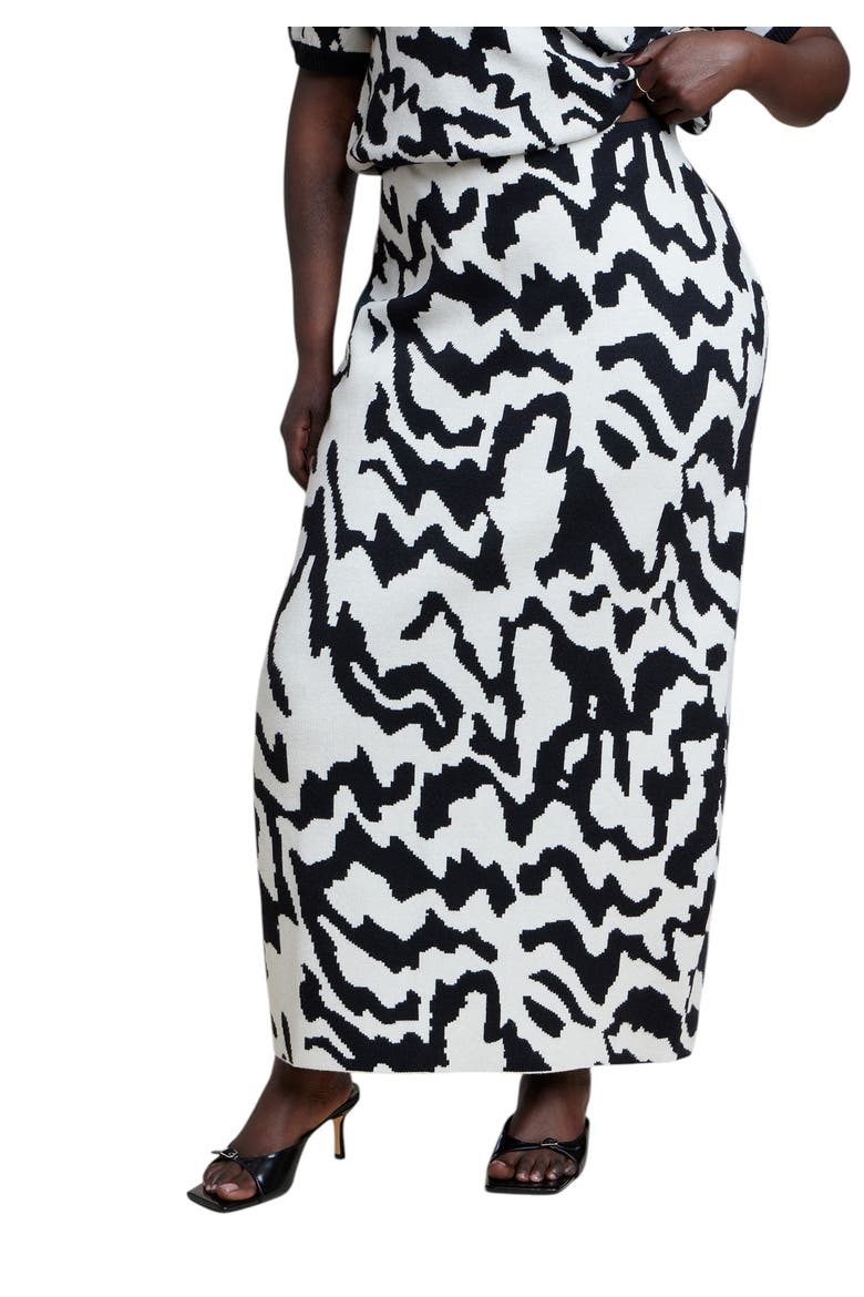 Intarsia Sweater Maxi Skirt, Main, color, WAVES