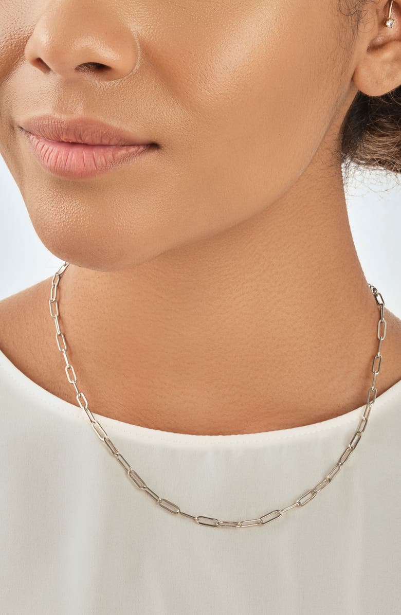 Sterling Forever 14K Gold Plated Small Link Necklace, Alternate, color, Silver