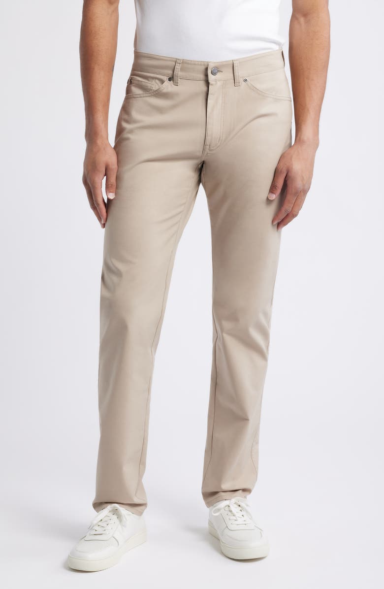 Peter Millar Crown Comfort Signature Sateen Five-Pocket Pants, Main, color, Khaki