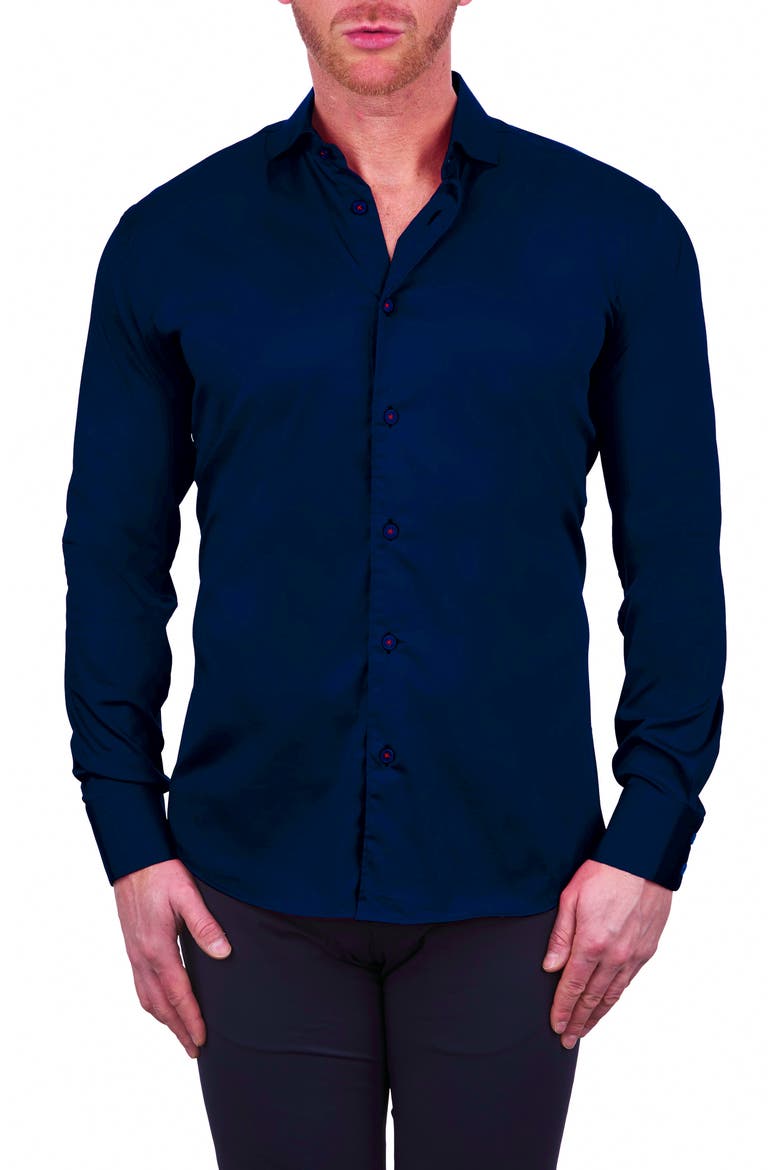Einstein Button-Up Stretch Cotton Shirt, Main, color, BLUE