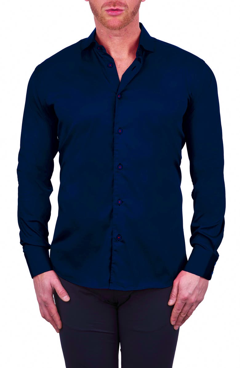 Maceoo Einstein Button-Up Stretch Cotton Shirt, Main, color, Blue