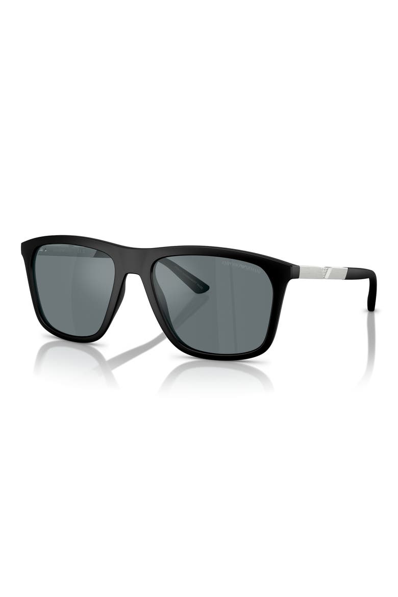 57mm Square Sunglasses, Alternate, color, BLACK / GREY MIRROR BLACK