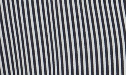 T Tahari Long Sleeve Button-up Top In Indigo/white Stripe