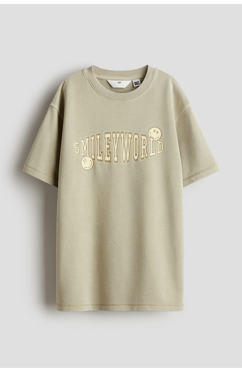 H&M Print-motif T-shirt, Main, color, Beige/Smileyworld®