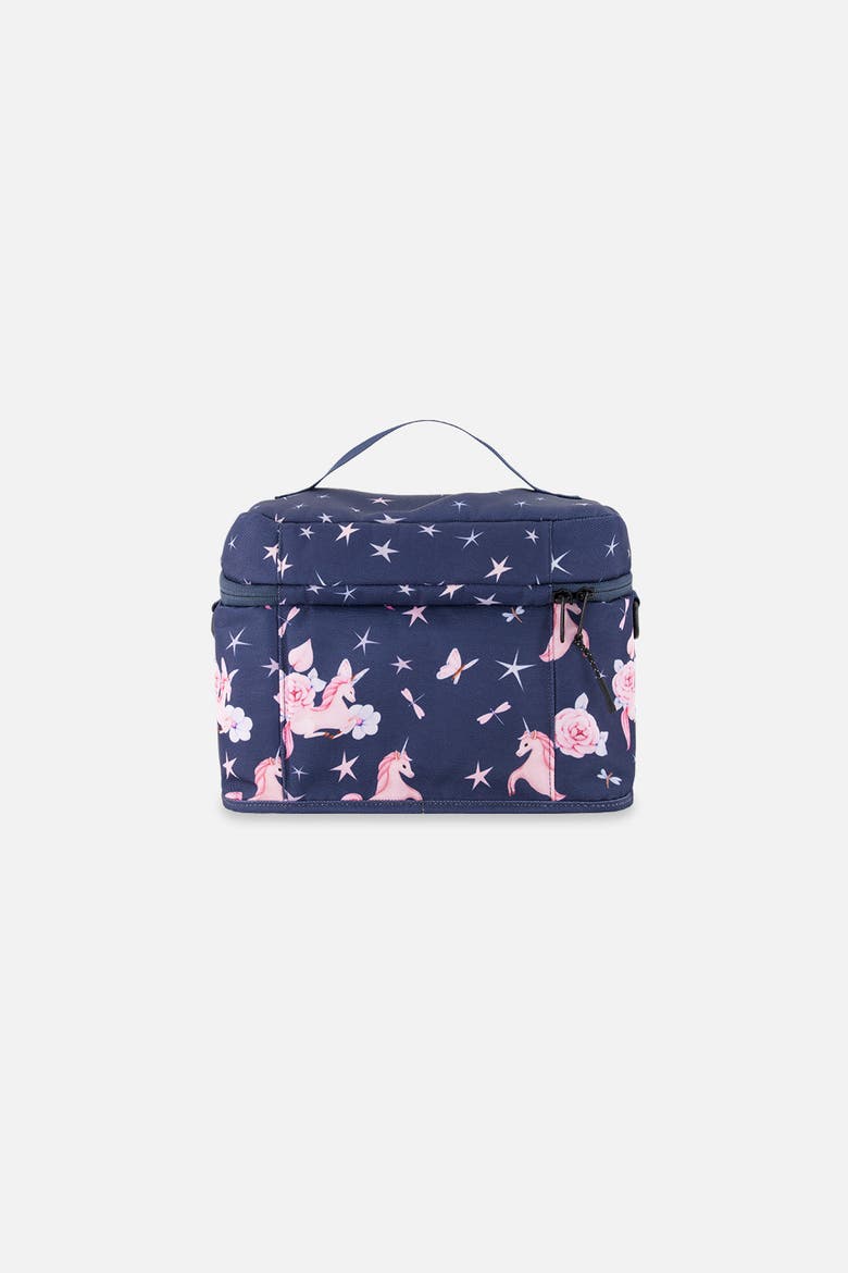 Unicorn Charming Practical Spacious Lunch Box, Alternate, color, Navy Unicorn Print