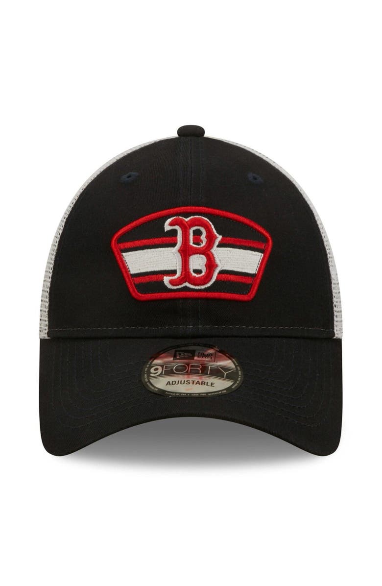 New Era Men's New Era Navy/White Boston Red Sox Logo Patch 9FORTY Trucker Snapback Hat, Alternate, color, Navy
