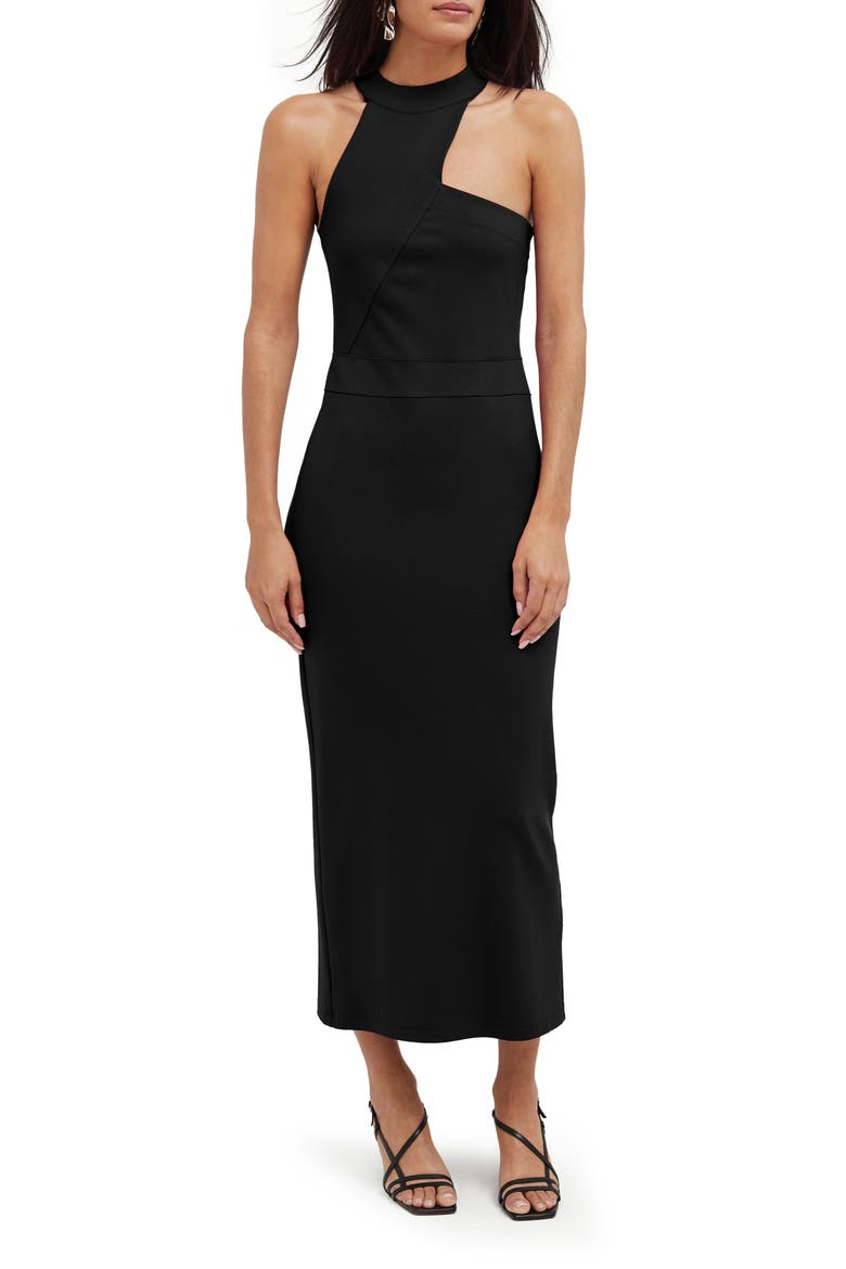 Sonata Ponte Knit Midi Cocktail Dress, Main, color, BLACK