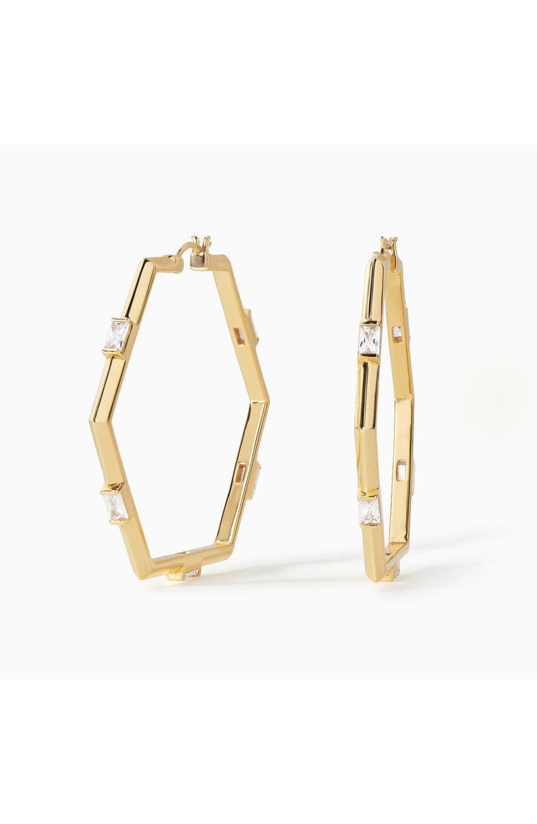 Ora Ana The Claire Hoop Earrings, Main, color, Gold/White Cz