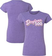 CHECKERED FLAG Women's Checkered Flag Heathered Purple Daytona 500 Retro T-Shirt