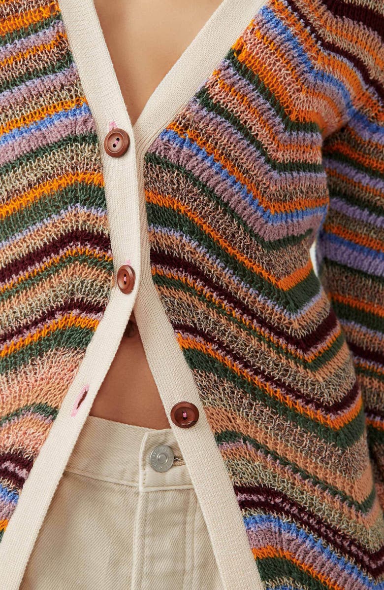 Free People Ocean Waves Stripe Cardigan, Alternate, color,