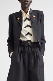 Valentino Crop Button Lapel Wool & Mohair Jacket