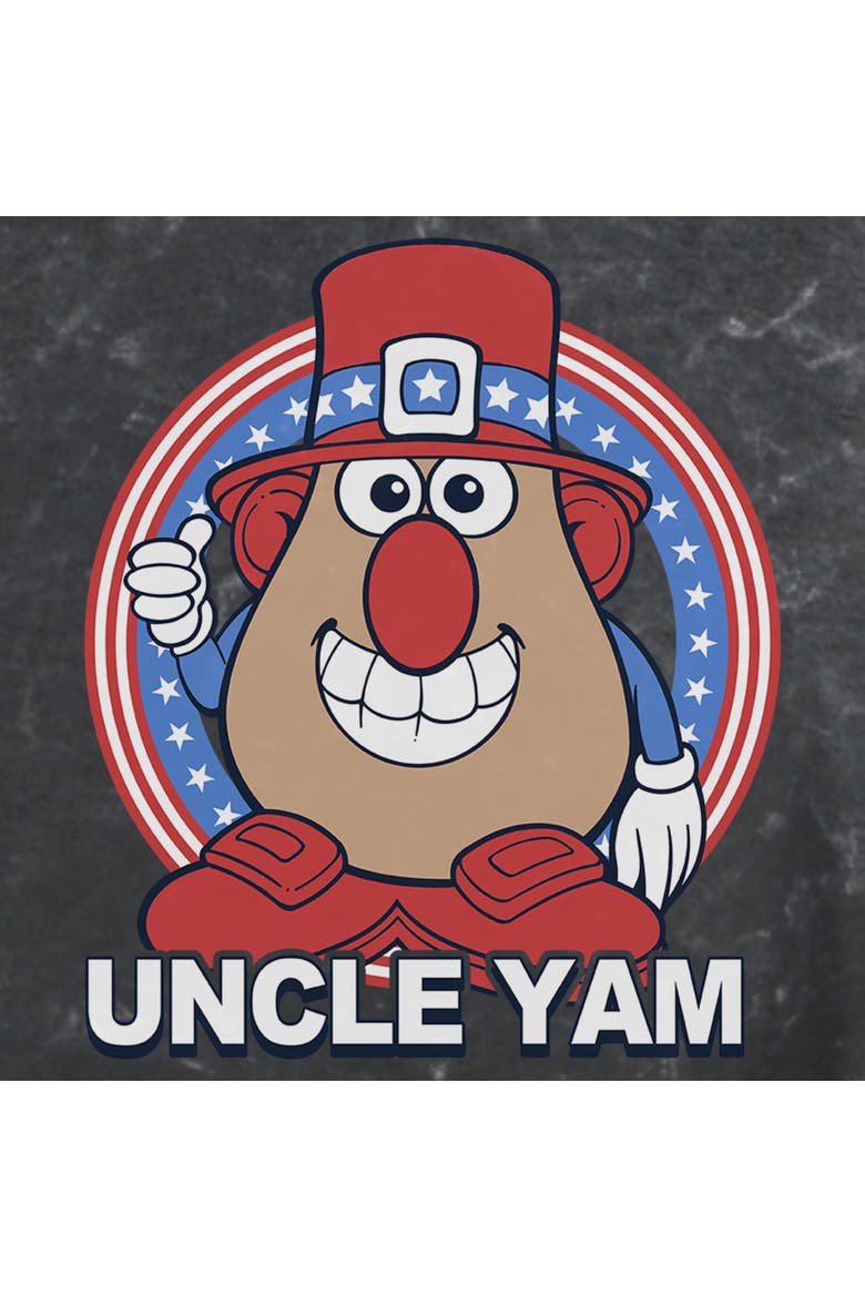 Junior's Uncle Yam Badge Short Sleeve Cropped T-Shirt, Alternate, color, Black