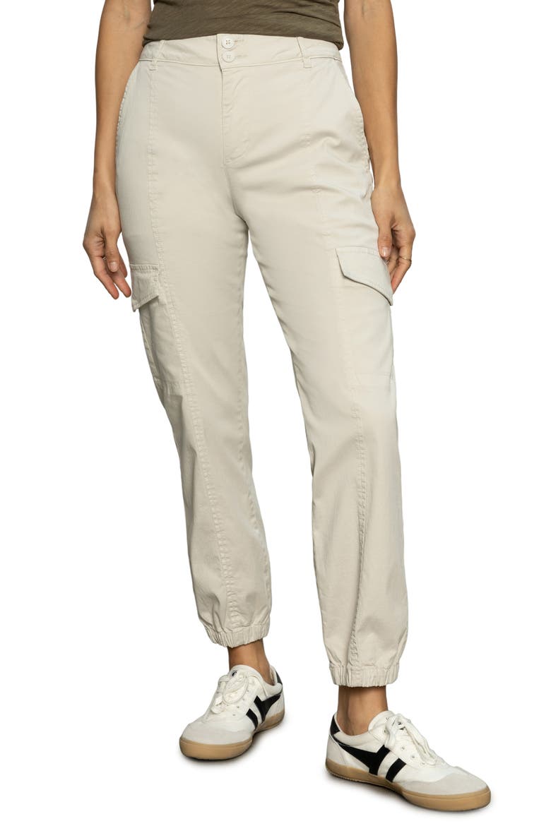 Rebel Crop Stretch Cotton Cargo Pants, Main, color, PUMICE STONE