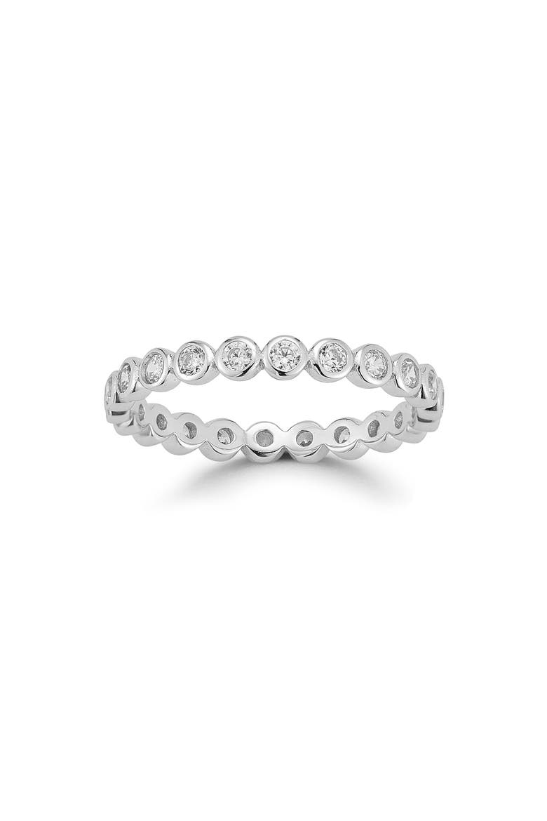 Bezel Cubic Zirconia Stackable Eternity Band Ring, Alternate, color, SILVER