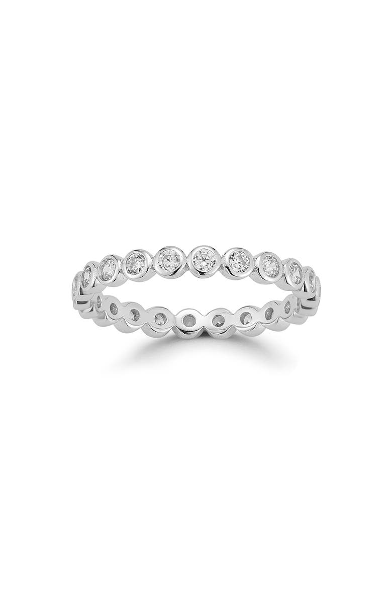 GLAZE JEWELRY Bezel Cubic Zirconia Stackable Eternity Band Ring, Alternate, color, Silver