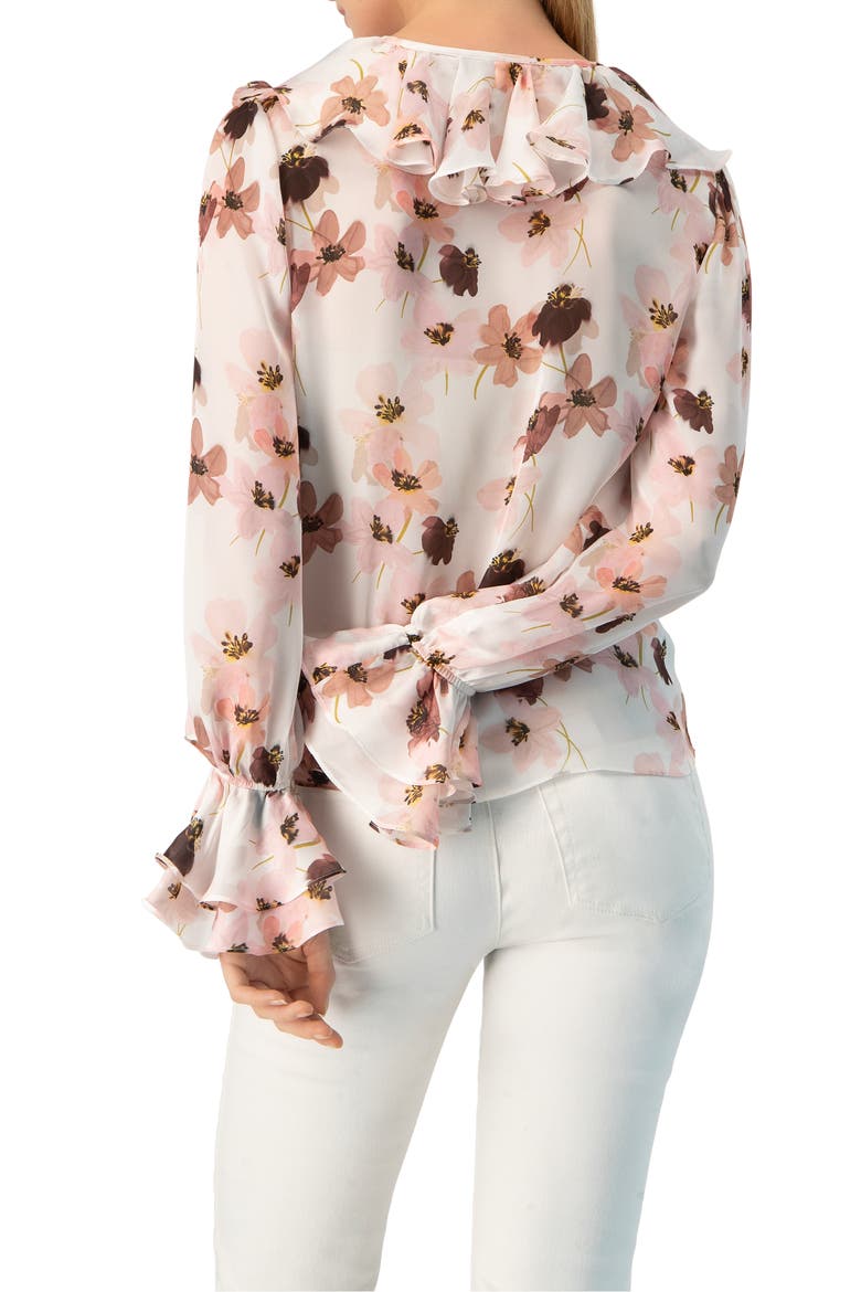 Floral V-Neck Blouse with Ruffle Detail, Alternate, color, Multicolor
