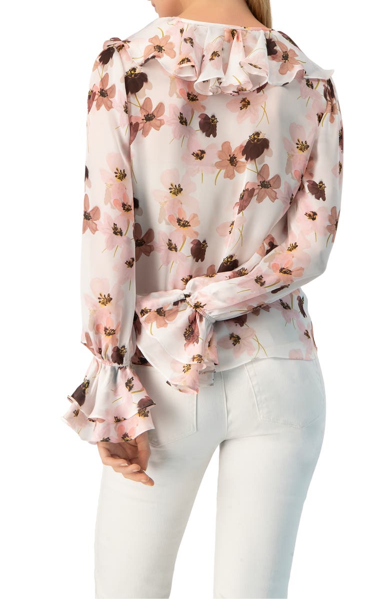 IVONNE Floral V-Neck Blouse with Ruffle Detail, Alternate, color, Multicolor