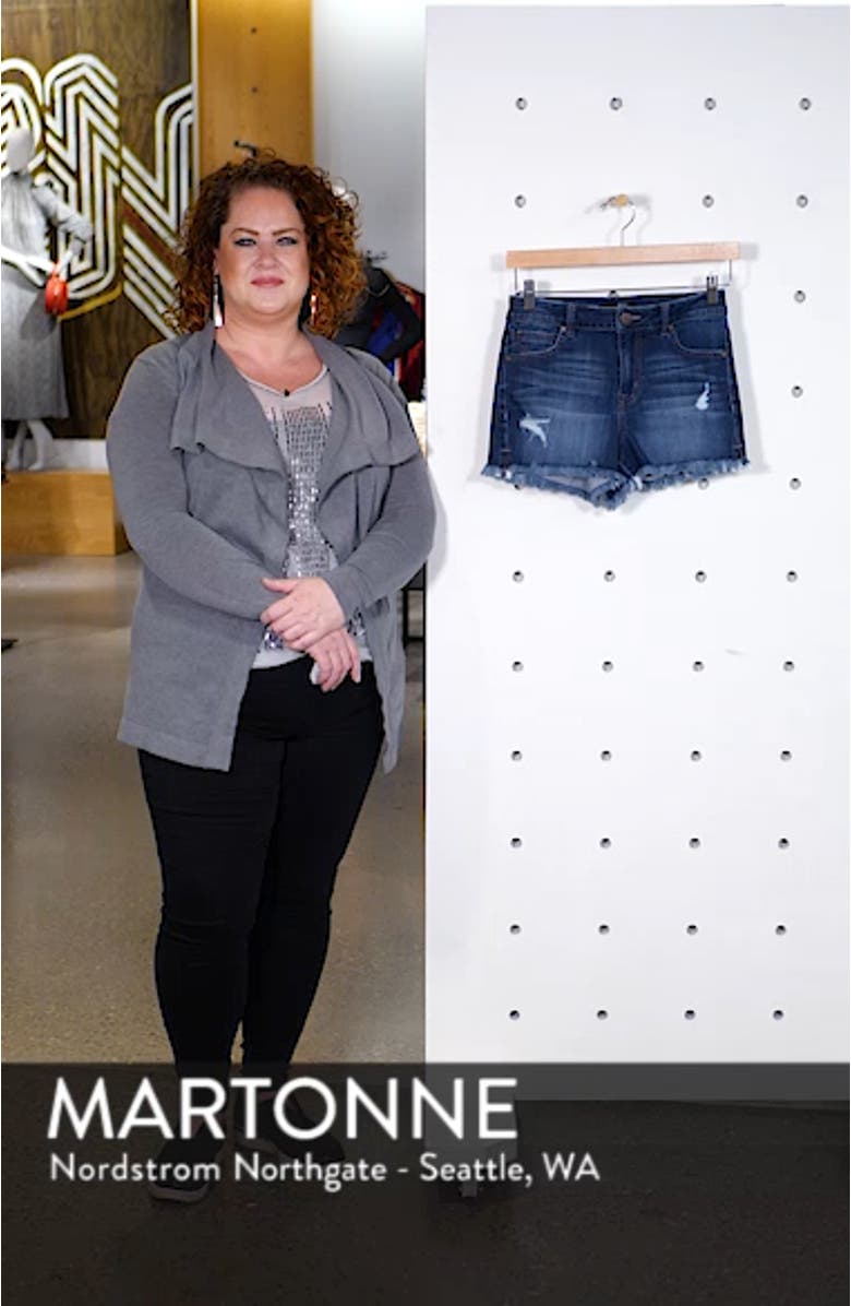 Ripped Raw Hem Denim Shorts, sales video thumbnail