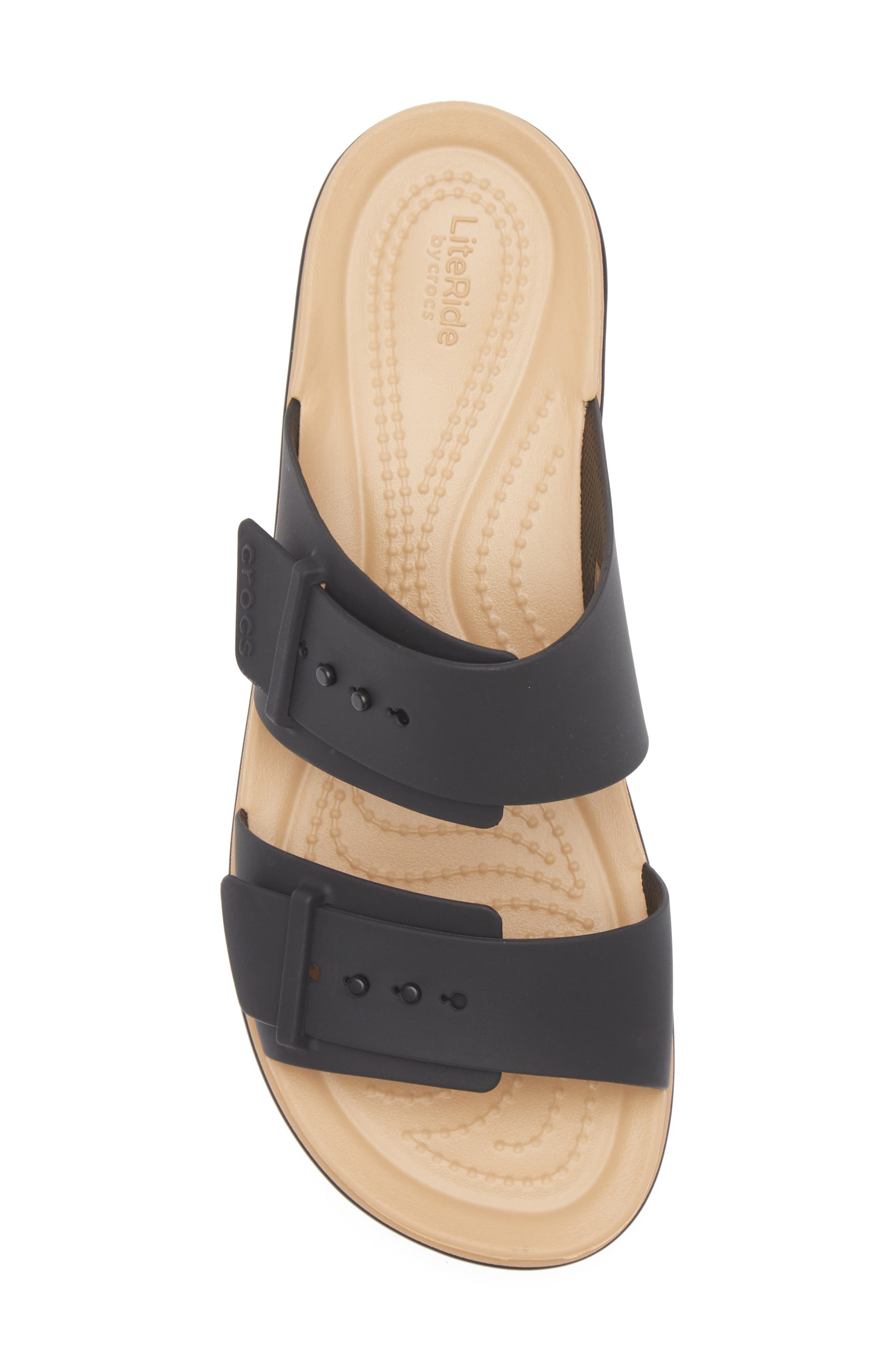 CROCS Brooklyn Platform Wedge Slide Sandal, Alternate, color, Black/ Cashew