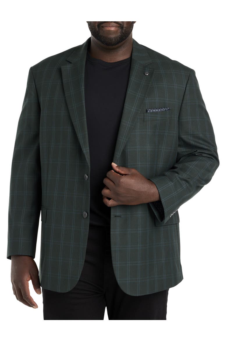 Big & Tall  Windowpane Sport Coat, Main, color, GREEN