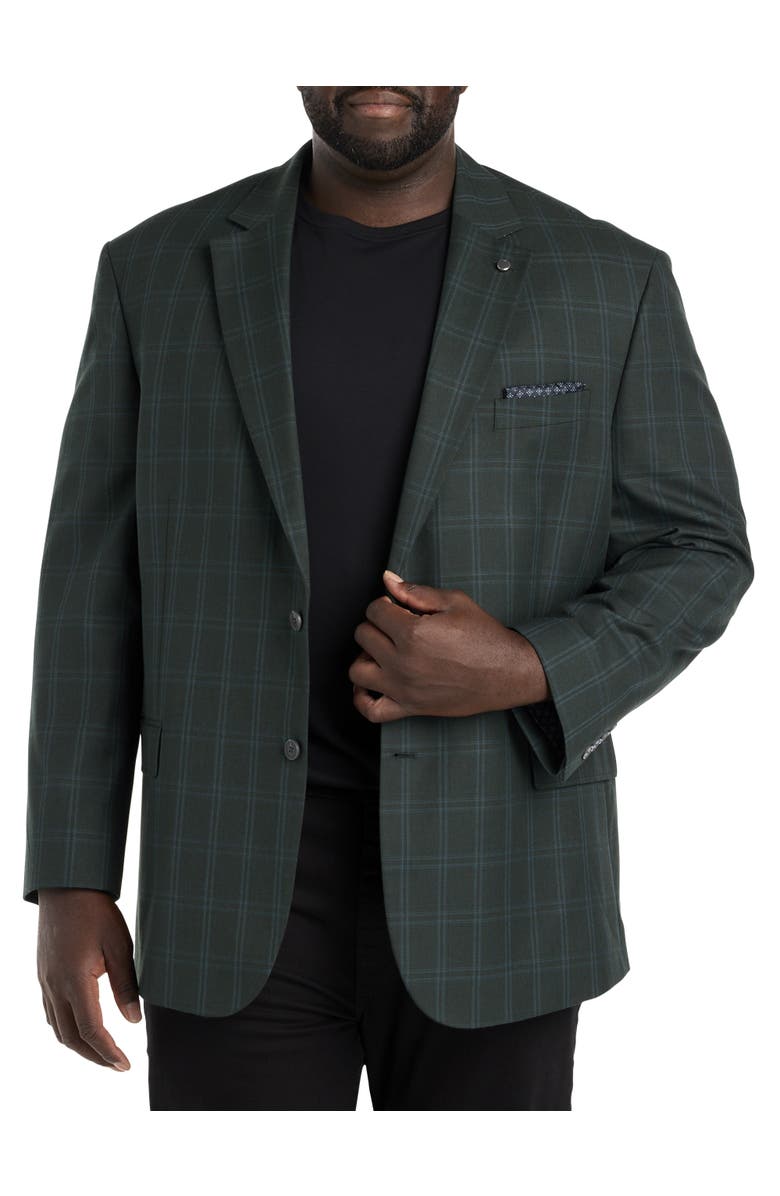Oak Hill by DXL Big & Tall  Windowpane Sport Coat, Main, color, Green