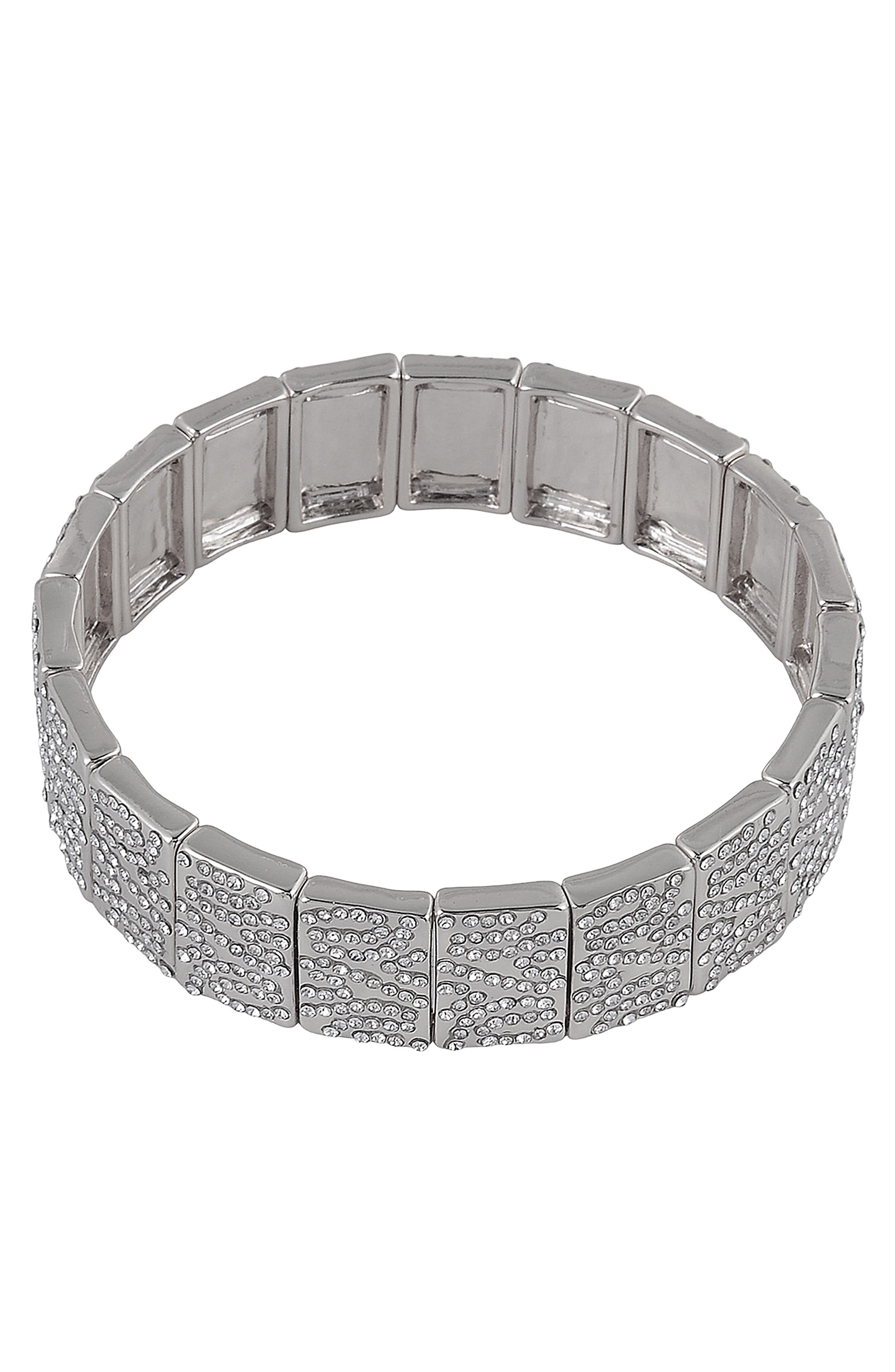Laundry By Shelli Segal Pavé Crystal Stretch Bracelet In Silver