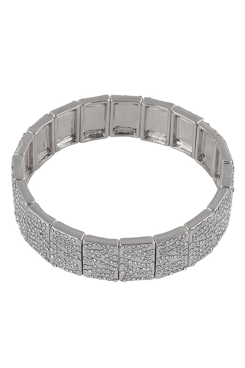Pavé Crystal Stretch Bracelet, Main, color, SILVER