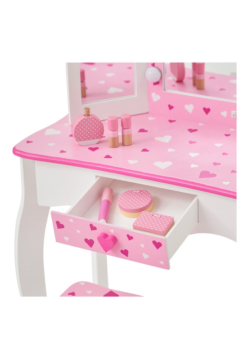 Princess Gisele Sweetheart Vanity & Stool Set, Alternate, color, WHITE/ PINK