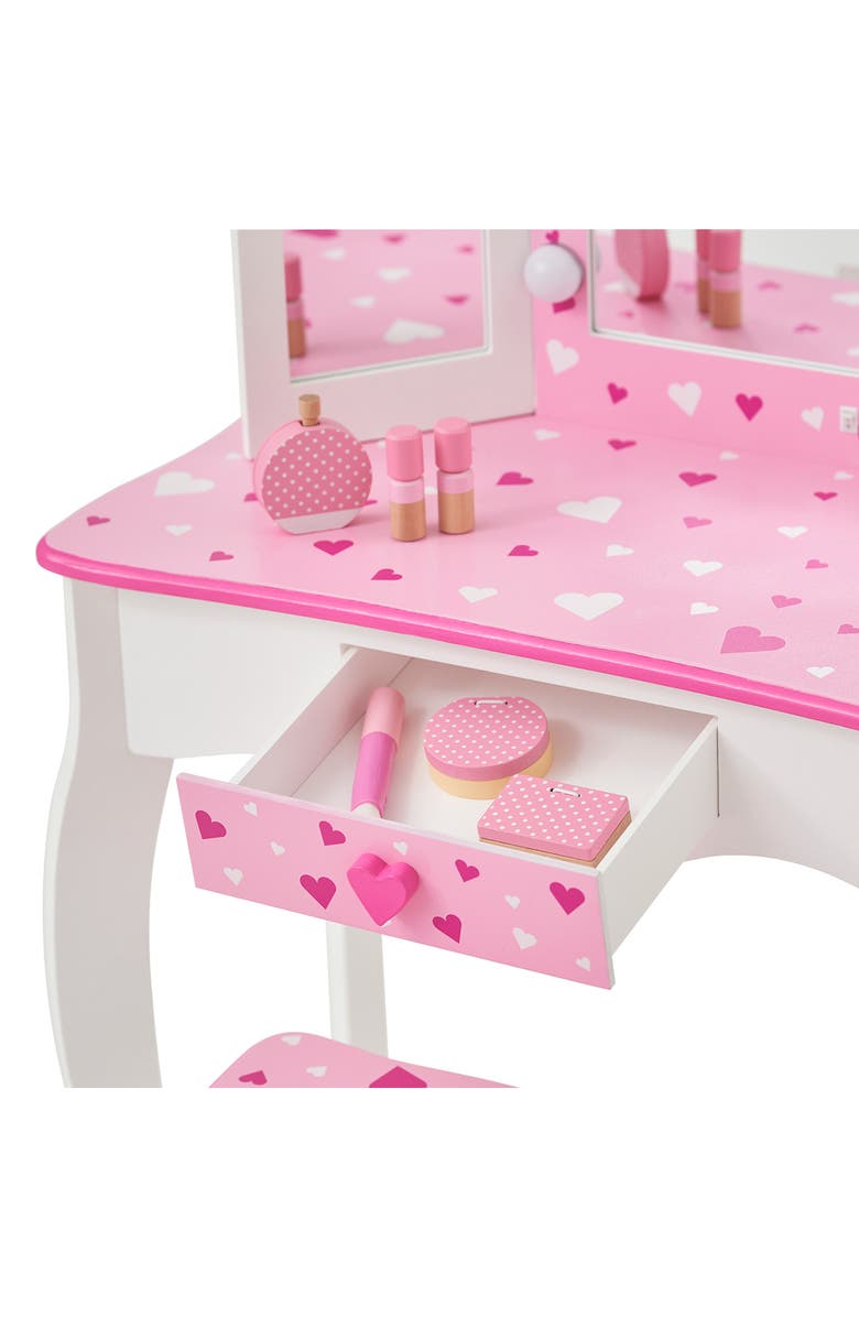 Teamson Kids Princess Gisele Sweetheart Vanity & Stool Set, Alternate, color, White/ Pink