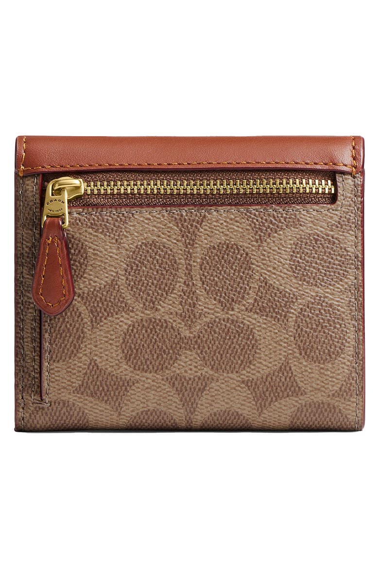 Essential Signature Coated Canvas & Leather Trifold Wallet, Alternate, color, TAN CARAMEL